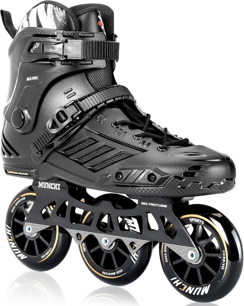 JGMLZK 3 Wheels Fitness Inline Speed Skates for Unisex,110mm Roller Skates Blades - Image 1